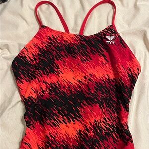 TYR Women's Vibrant Red and Black One-Piece Swimsuit